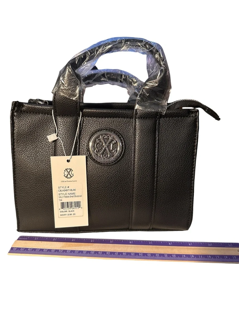 CXL by Christian Lacroix Vally Black Pebble Structured Tote
